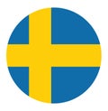 Swedish flag badge vector illustration. Circle Sweden Flag vector.