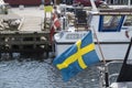 Swedish flag on boat Royalty Free Stock Photo