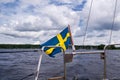 Swedish Flag on Boat Royalty Free Stock Photo