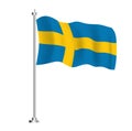 Swedish Flag. Isolated Wave Flag of Sweden Country Royalty Free Stock Photo