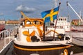 Swedish Flag Over boat in Stockholm, Sweden Royalty Free Stock Photo