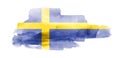 The Swedish flag painted on white background with watercolor Royalty Free Stock Photo