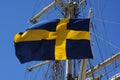Swedish flag at a ship Royalty Free Stock Photo