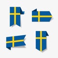 Swedish flag stickers and labels. Vector illustration. Royalty Free Stock Photo