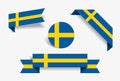 Swedish flag stickers and labels. Vector illustration. Royalty Free Stock Photo