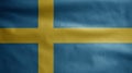 Swedish flag waving in the wind. Close up of Sweden banner blowing, soft silk Royalty Free Stock Photo