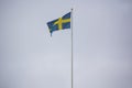 Swedish flag waving in the wind. Royalty Free Stock Photo