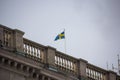 Swedish flag waving in the wind. Royalty Free Stock Photo