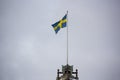 Swedish flag waving in the wind. Royalty Free Stock Photo