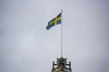 Swedish flag waving in the wind. Royalty Free Stock Photo