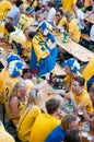 Swedish football fans on euro 2012 Royalty Free Stock Photo