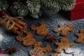 Swedish ginger biscuit shaped in funny form of thins cookies with cinnamon and cloves.