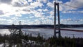 Swedish high coast hoga kusten bridge in winter Royalty Free Stock Photo