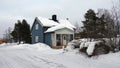 Swedish house in Jokkmokk in winter in Swedish Lapland Royalty Free Stock Photo