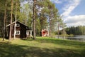 Swedish house in the nature in Jaemtland Royalty Free Stock Photo