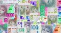 Swedish Krona 100 SEK banknotes abstract mosaic pattern