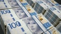 Swedish Krone money banknotes pack seamless loop