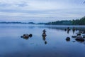 Swedish lake panorama at dawn Royalty Free Stock Photo