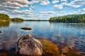 Swedish lake panorama in Spring/Summer Royalty Free Stock Photo