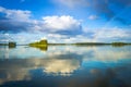 Swedish lake scenery with rainbow