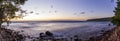 Swedish lake VÃÂ¤ttern panorama by sundown/sunrise Royalty Free Stock Photo