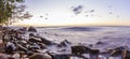 Swedish lake VÃÂ¤ttern panorama by sundown/sunrise Royalty Free Stock Photo