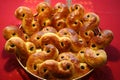 Swedish Lusse cats for LuciaÃÂ´s day - baked with saffron and raisins