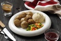 Swedish Meatballs with Lingonberry Sauce and Mashed Potato Royalty Free Stock Photo
