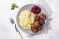 Swedish meatballs with mashed potato Royalty Free Stock Photo