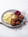 Swedish meatballs with mashed potato Royalty Free Stock Photo