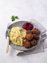 Swedish meatballs with mashed potato Royalty Free Stock Photo