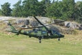 Swedish military helicopter flying low