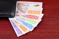 Swedish money in the black wallet Royalty Free Stock Photo