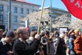 Swedish people at International workers day in Gothenburg, Sweden, social democrats, crowds, political gathering