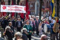 Swedish Prime Minister Stefan Lofven with wife walking the May 1 protest march in Gothenburg