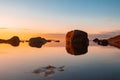 Rocky coast at sunset in detail in Sweden