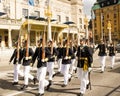 Swedish royal guard parading in Stockholm