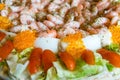 Swedish sandwich cake with shrimp and kaviar