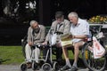 Swedish seniorcitizens enjoy sun shine day in Malmo Sweden