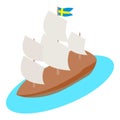 Swedish ship icon, isometric style