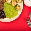 Swedish Style Meatballs With Potatoes And Peas Royalty Free Stock Photo