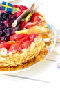 Swedish summer cake with cream and strawberries Royalty Free Stock Photo