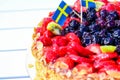 Swedish summer cake with cream and strawberries