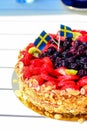 Swedish summer cake with cream and strawberries Royalty Free Stock Photo