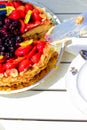 Swedish summer cake with cream and strawberries Royalty Free Stock Photo