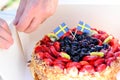 Swedish summer cake with cream and strawberries Royalty Free Stock Photo