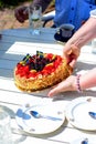 Swedish summer cake with cream and strawberries Royalty Free Stock Photo