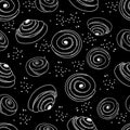 Swedish sweet kannelbulle black and white seamless pattern. Suitable for printing on packaging, paper, for menu