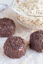 Swedish sweets Arrack balls, made from cookie crumbs, cocoa, but