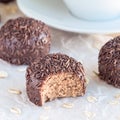 Swedish sweets Arrack balls, made from cookie crumbs, cocoa, but